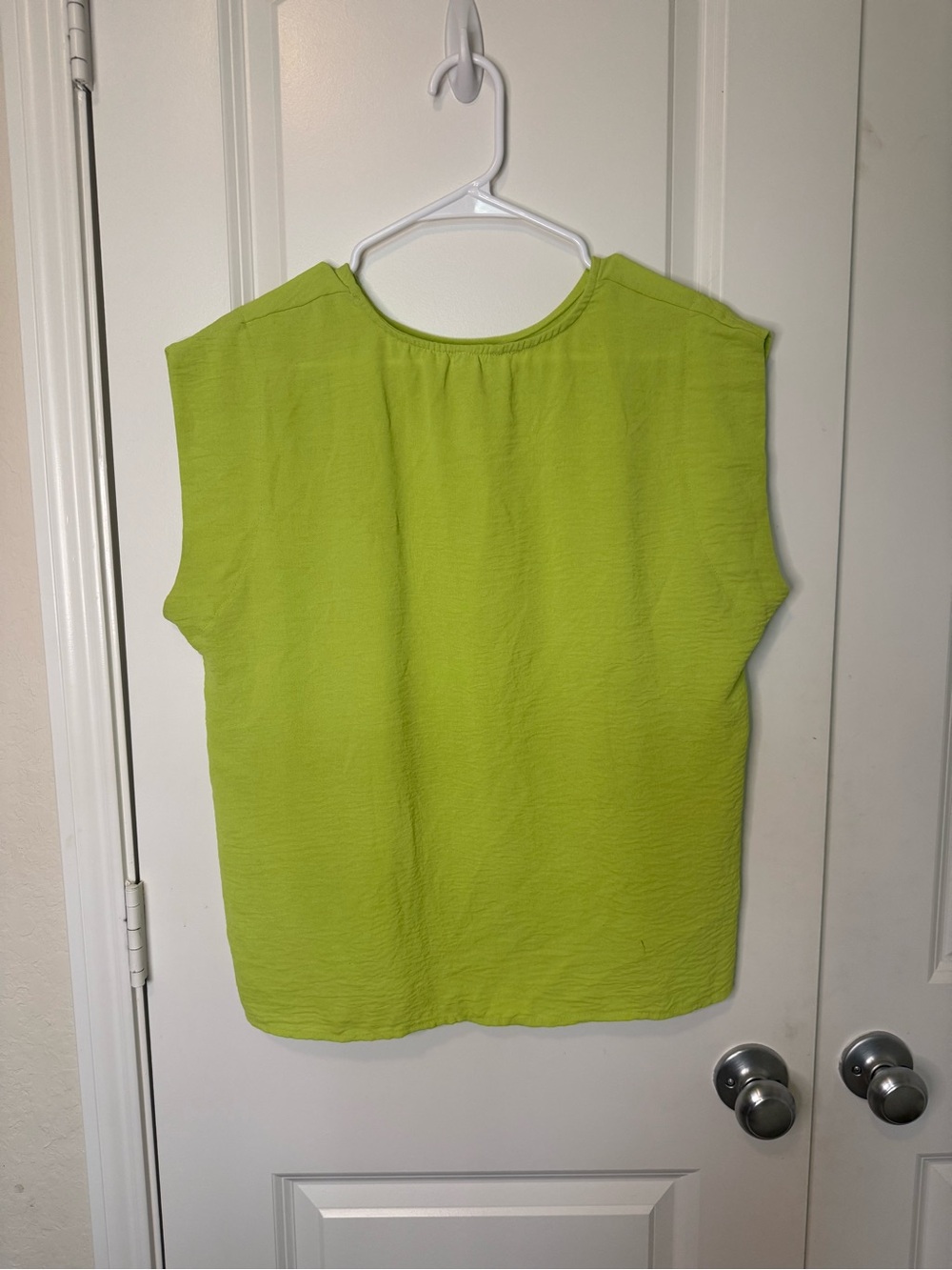 Lime & Chili Lime Green Textured Cap Sleeve Blouse | Medium